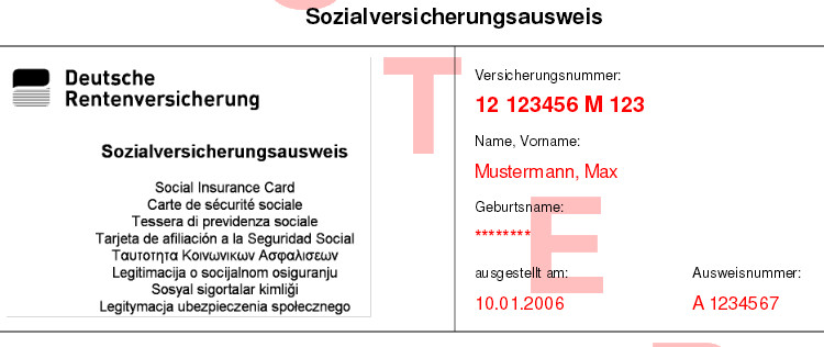 Der Sozialversicherungsausweis wird bei Ausbildungsbeginn erstmalig verschickt.